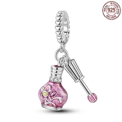 Esmalt de unghii Culoare Floare de Cupru Pandantiv Roz Charm Compatibil cu Șiraguri de Mărgele Charm Pandora Autentice Brățări Femei Bijuterii DIY Cadou