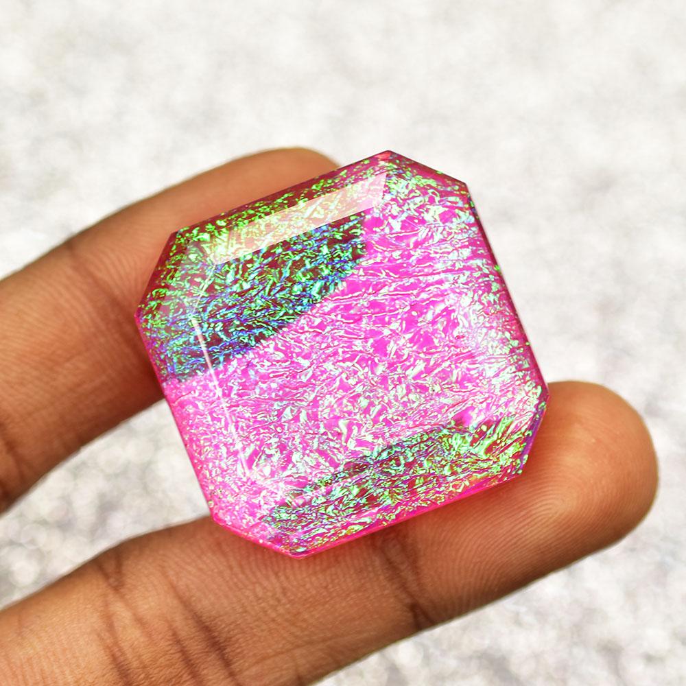 Lab-Created Opal Loose Gemstone Large Monarch Fire 83.15 ct Doublet Square Cut for Jewelry Designs