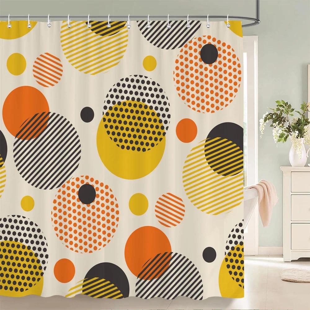 Abstract Bohemian Shower Curtain Medieval Minimalist Art Polyester Fabric Shower Curtain Bathroom Decoration Curtain with Hooks