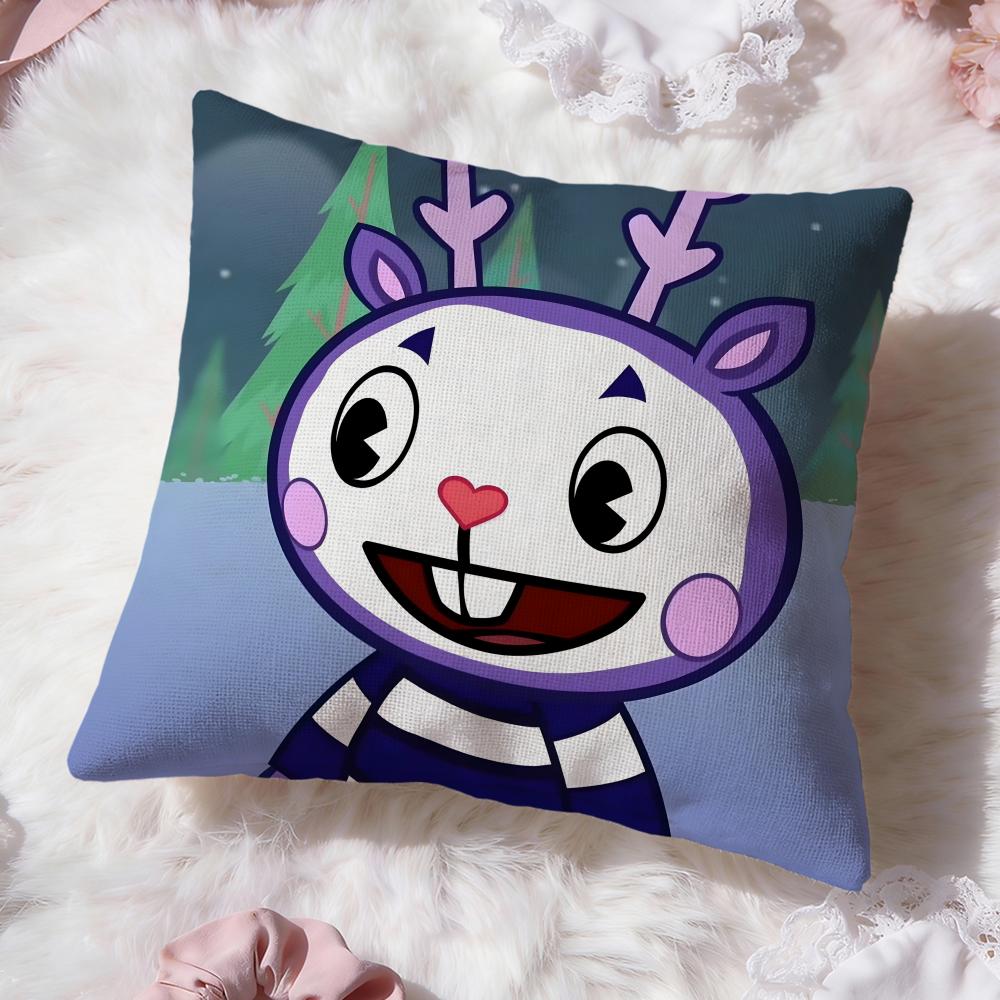 Anime H-Happy Tree Friends Kissenbezug Premium Komfort Wendbarer Kissenbezug -Zwei-in-Eins-Design für jeden Raum & Autoinnenraum