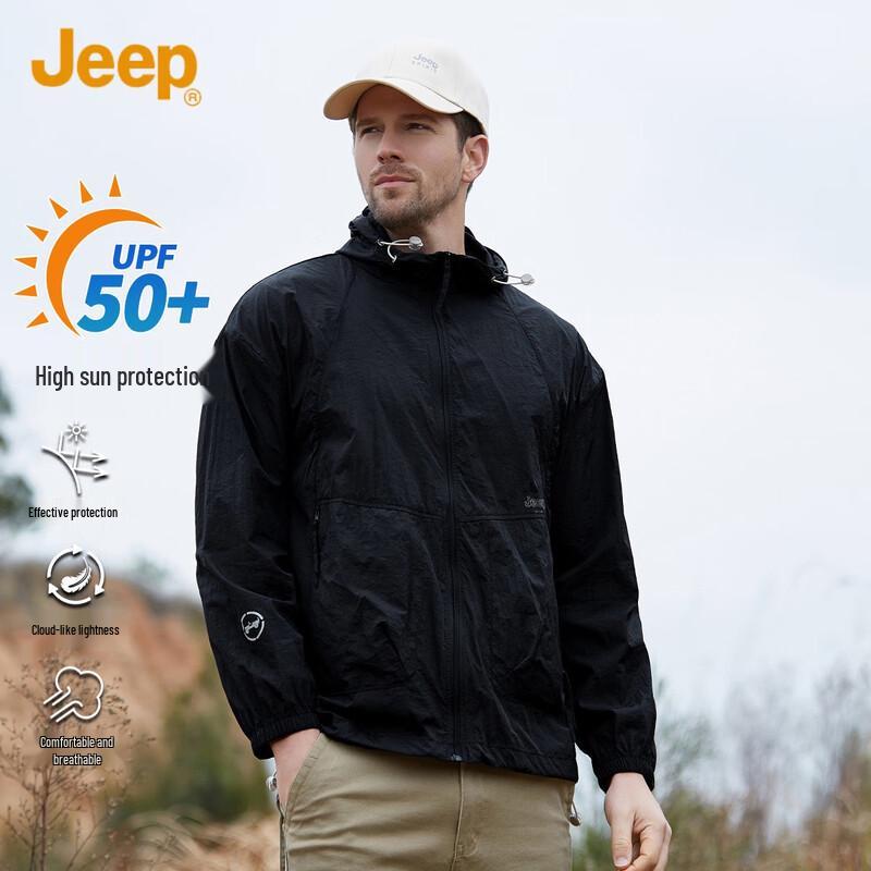 JEEP Men s Hooded Sun Protection Sports Jacket 2XL
