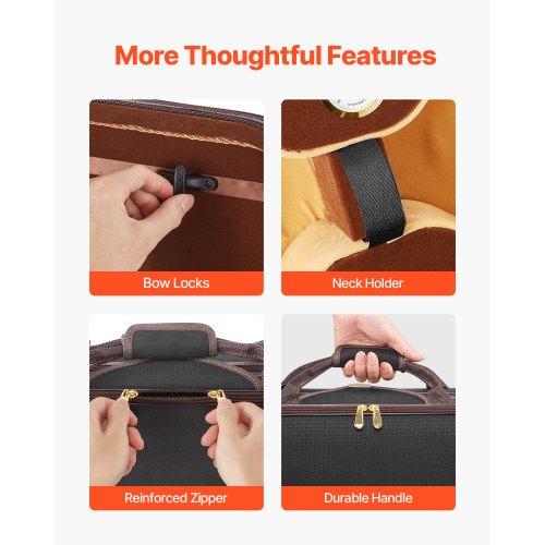 VEVOR 4/4 Full Size Violin Case, Built-in Hygrometer, Lightweight Portable Travel Carrying Bag, with Plush Lining, Shoulder Straps, Anti-Scratch