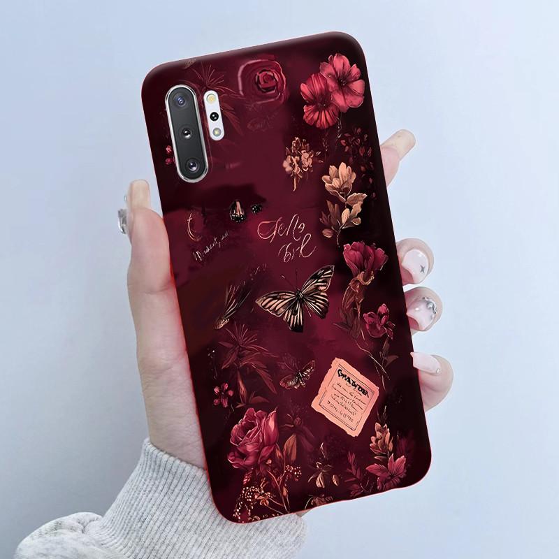 For Samsung Galaxy Note 10 Plus N970F N975F Phone Case Butterfly Flower Girl Design Soft Silicone TPU Back Housing Note10 Covers