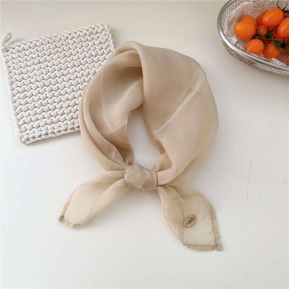 Transparent Cotton Linen Scarves Solid Color Square Handkerchief Small Square Scarf  Beach