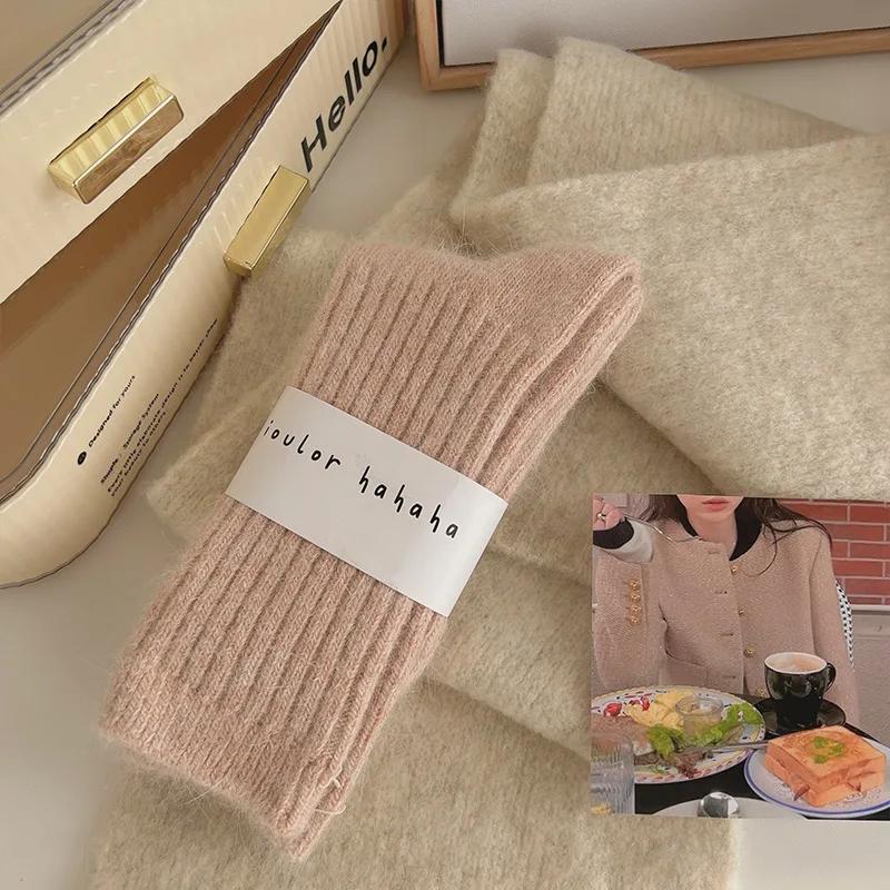 Thicken Warm Winter Socks Women Windproof Women Socks Sox Japanese Style Harajuku Solid Color Thermal Stockings For Women