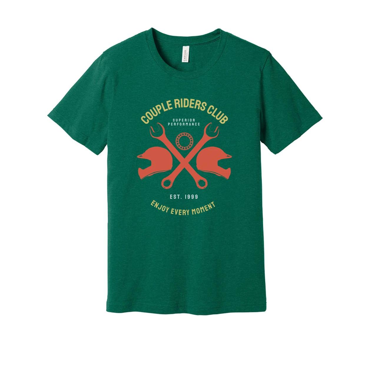 

Couple Riders Club Graphic T Shirt With Wrench Emblem For Motorcycle Enthusiasts 2XL