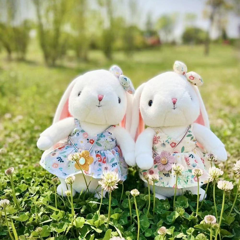 23cm Cute Flower Skirt Rabbit Plush Toy Pp Cotton Baby Soothing White Rabbit Doll Kawaii Pillow Girl Birthday Gift Home Decora
