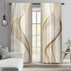 2pcs -Golden S-shaped Lines Print Curtains, Pole Bag Curtains, Home Decoration, Room Decoration