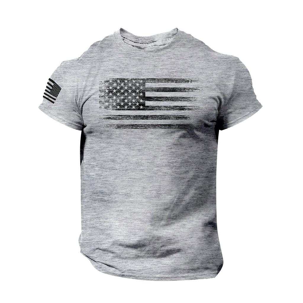 T-skjorter Skjorter for menn, American Flag T-skjorte for menn Patriotic Tee Kortermet Apperal Workout Muscle T-skjorter