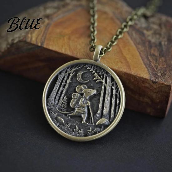 Reflection Symbol Necklace Forest Moon Pendant Travelling Animal in Family