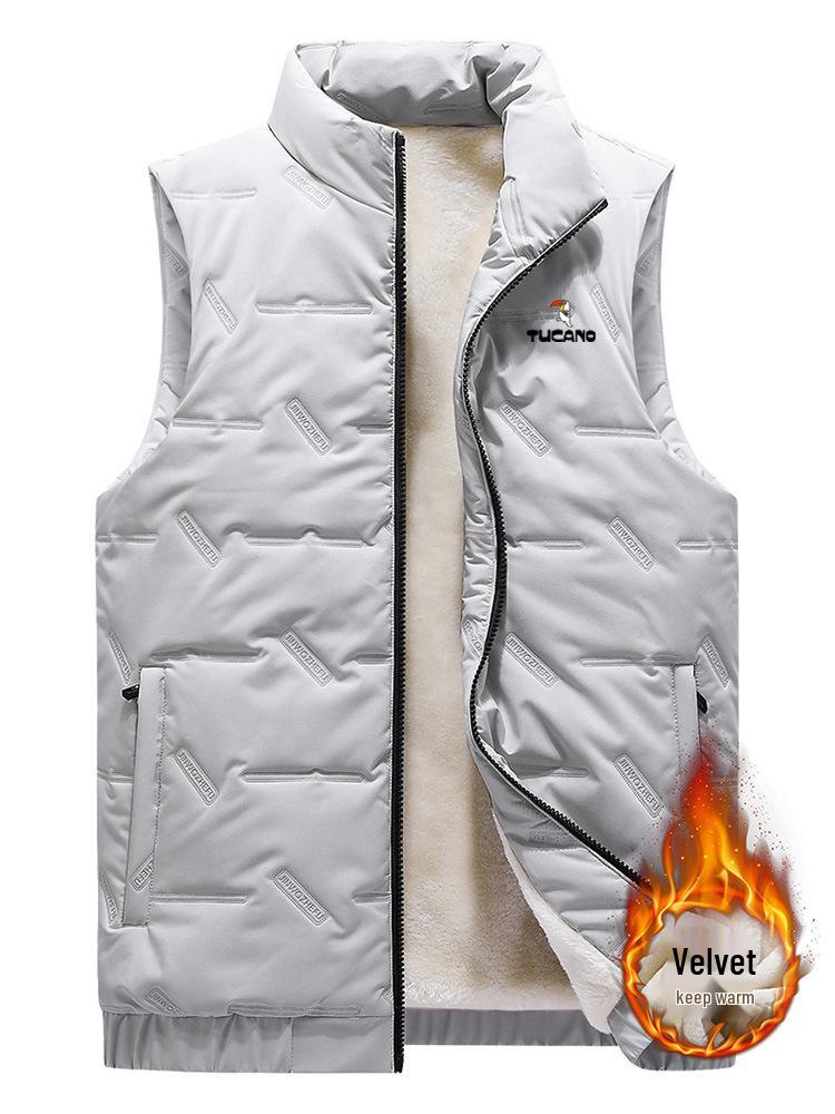 Varm Förtjockad Dunjacka för Herrar - Höst/Vinter Ärmlös Jacka, Med Sammet, Stora Storlekar Finns.