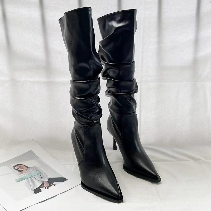 New Style Luxury Sexy Winter Women High Boots Pointed Toe Stiletto Heels Long Boots Ladies Elegant Knee High Boots Shoes