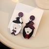 Silver Needle Witch-Inspired Asymmetrical Black & White Acrylic Earrings