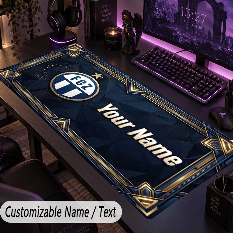Custom Text Big Mousepad, Extended Desk Pad For Laptop Work GameFC Zürich