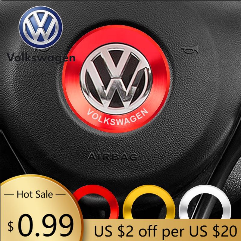For VOLKSWAGEN VW Car Aluminium Alloy Steering Wheel Logo Circle Trim Sticker For Volkswagen VW Golf Polo Jetta CADDY Tiguan Pas
