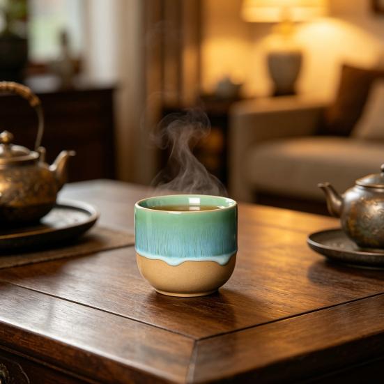 Handmade Handleless Ceramic Mug for Hot Cold Drinks 150ml Rustic Stoneware Coffee Tea Cup Easy To Clean Unique Gift for Tea Coffee Lovers