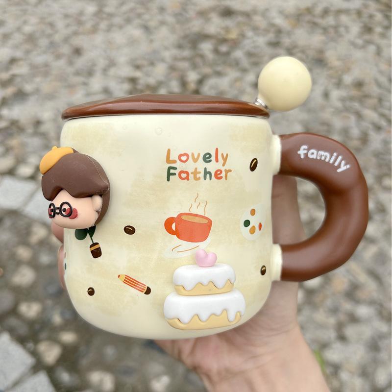 Birthday Gift Mug With Lid Spoon Cup High Value Girl Household Ceramic Drinking Cup Breakfast Coffee Cup