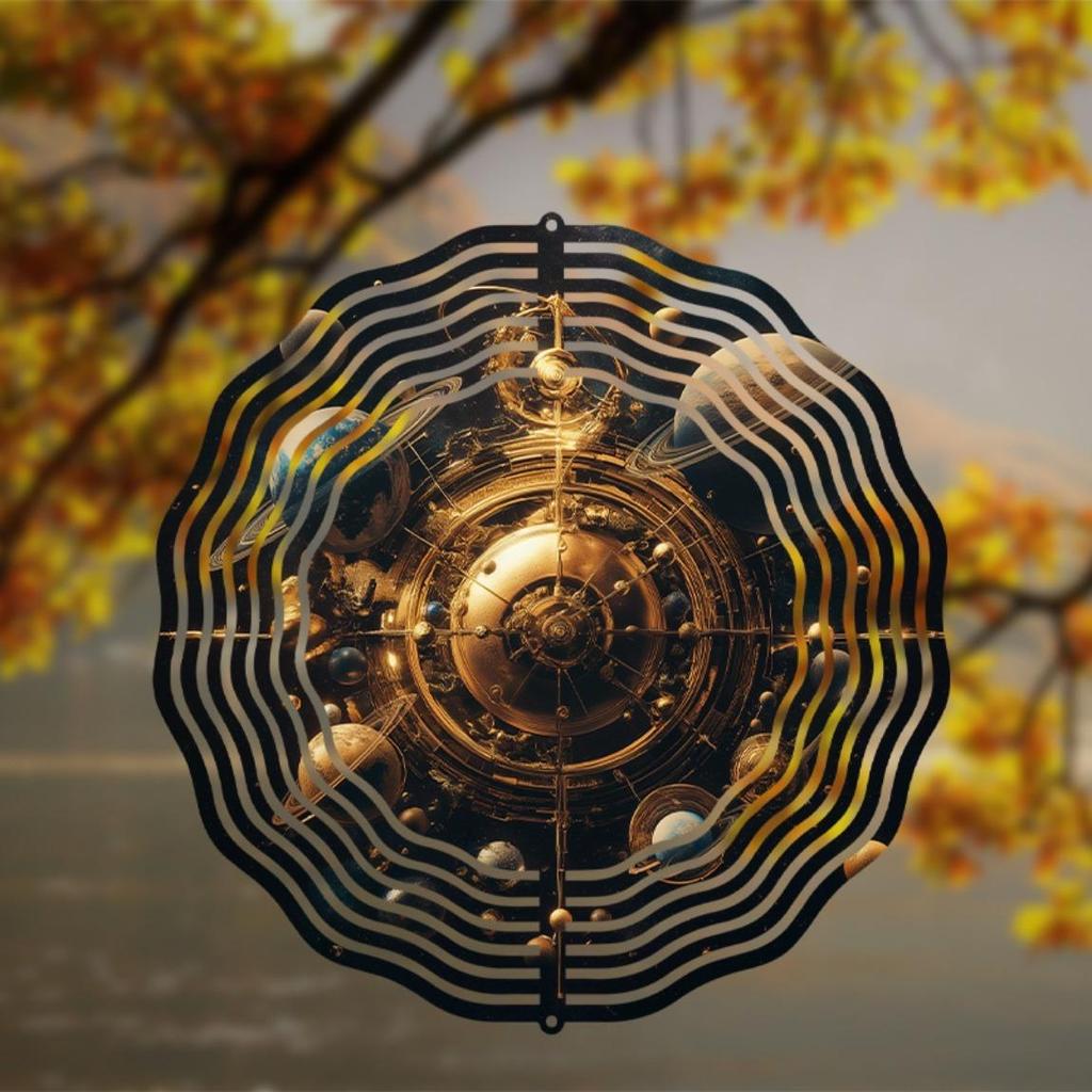 Nebula Motion Wind Spinner - 2D Rotating Space-Themed Metal Wind Chime (No Battery Needed)