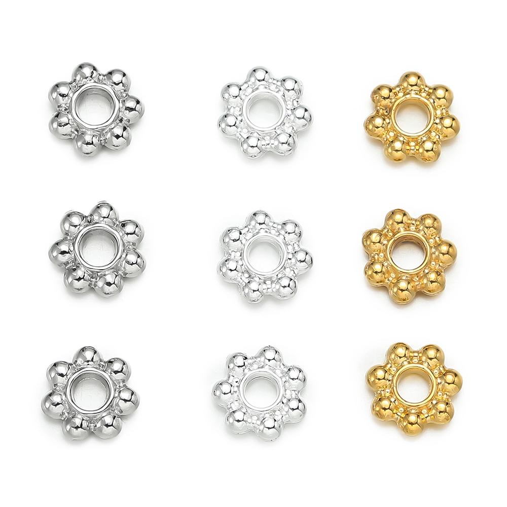 100/200 Stück 6 mm Legierung Blume Abstandshalter Perlen Gänseblümchen Metall Schmuck Abstandshalter für Armband Halskette Schmuckherstellung Zubehör