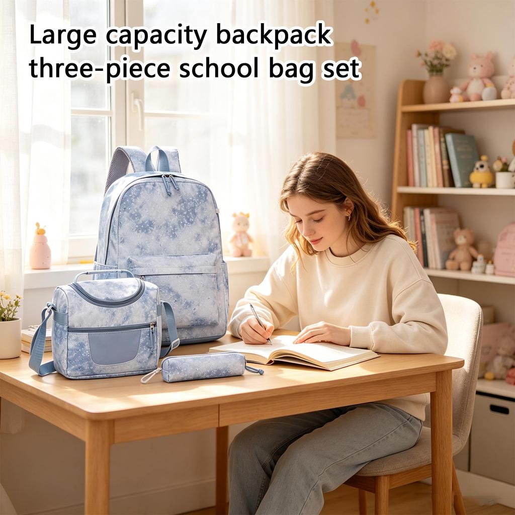 Schulrucksack mit Brotdose, Rucksack mit großem Fassungsvermögen für Schule, Reisen, Outdoor und den täglichen Gebrauch