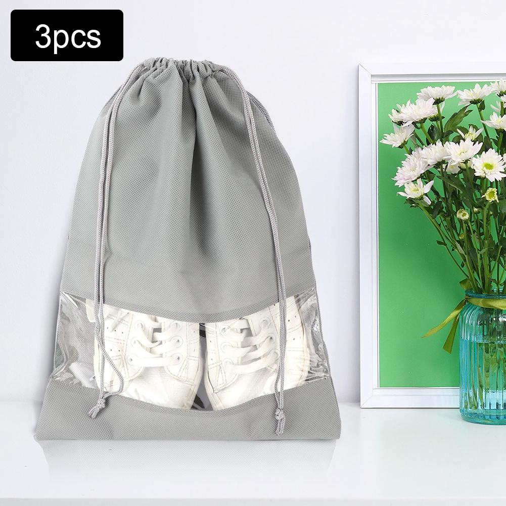 3Pcs NonWoven Fabric Shoes Storage Bag Travel Dust Proof Shoe Bag for Household Storage(M Size
