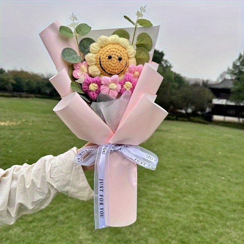 1/2 Stück Handgemachter Gehäkelter Sonnenblumenstrauß Künstliche Blumen Leuchtendes Festival Hochzeit Muttertag Geburtstag Heimdeko