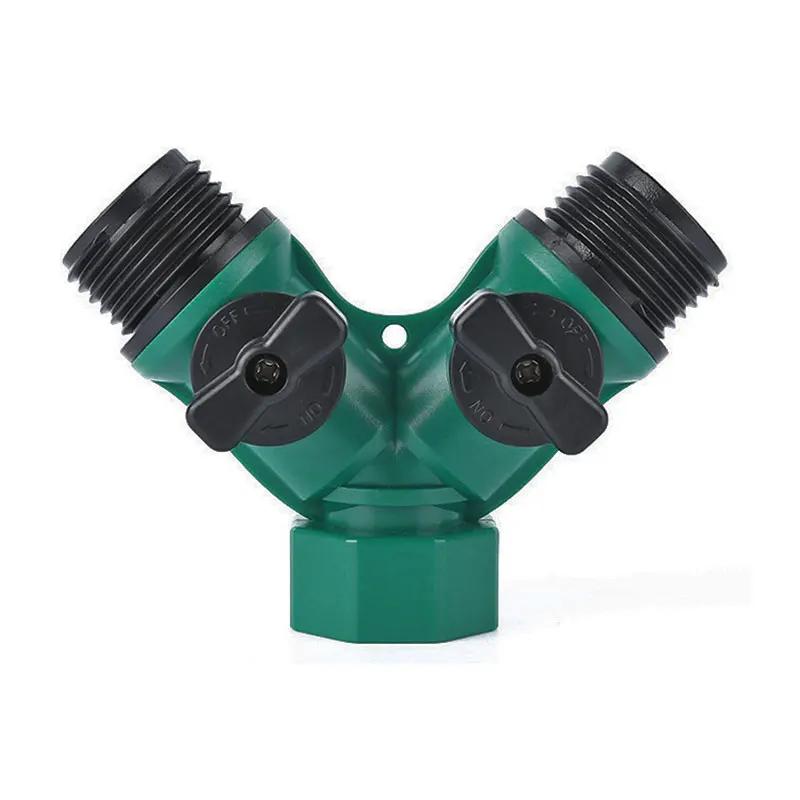 2 Way Garden Hose Splitter Garden Hose Connector with Faucet Watering Shut Off for Landscaping Flower Planting Irrigation