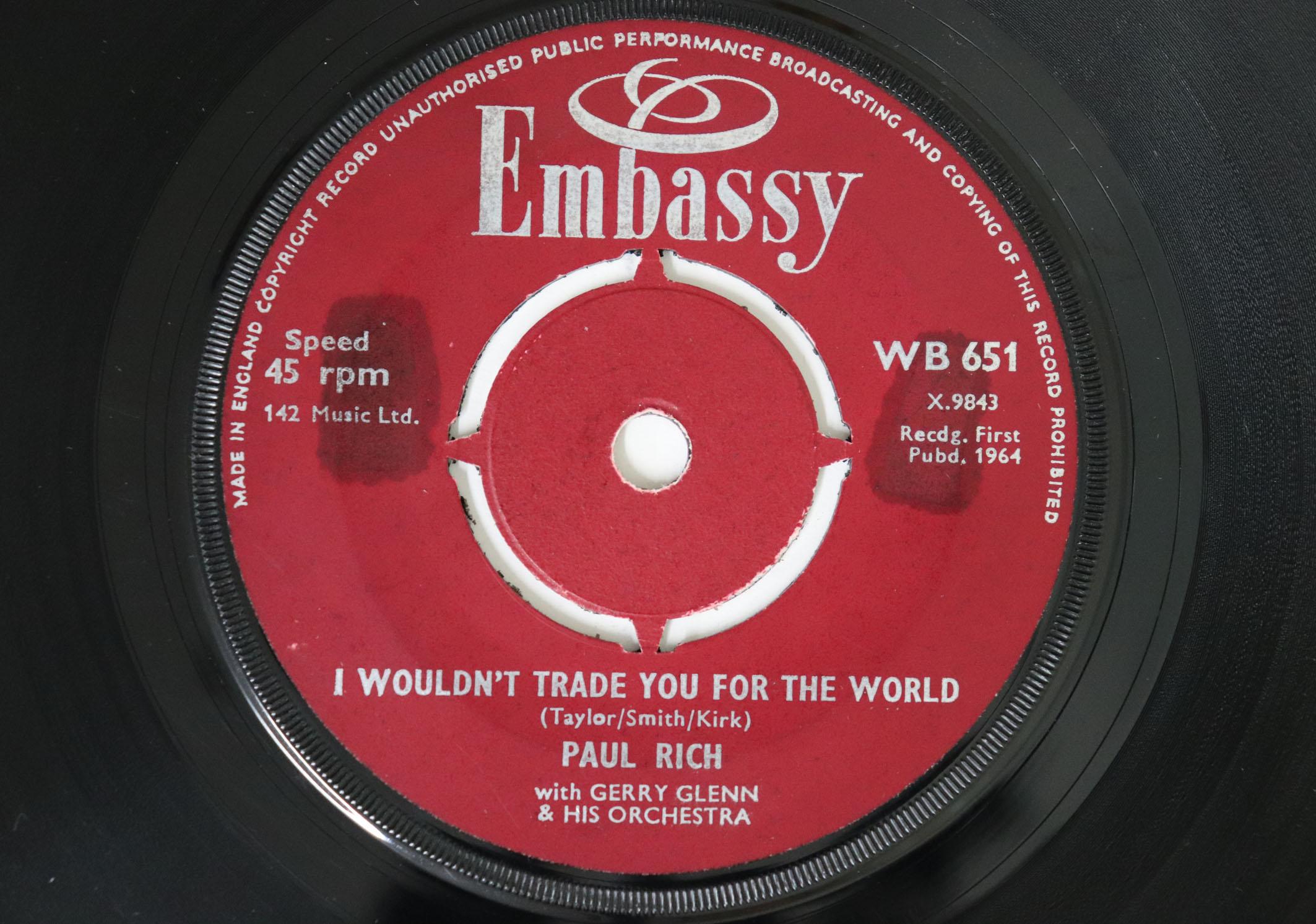 

7inch Record PAUL RICH JAYBIRDS I Wouldnt Trade You For The World WB651 EMBASSY 1964 UK Rock Used