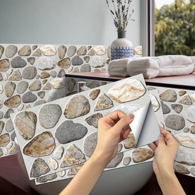 Simulated Cobblestone Retro Matte Wall Sticker Wall Decoration Refurbished Wallpaper Self-Adhesive Kitchen Oil-Proof Sticker