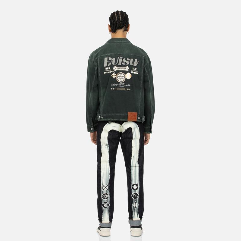 Fortune God Evisu Embroidered Denim Jacket Men Jackets 2ESHTM4DJ1001LFDN