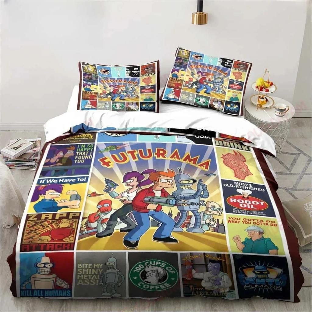 Tecknad Futurama Bender Affisch Sängkläder Set Lakan King Twin Dubbel Barnsängkläder Set Mikrofiber eller Polyester Påslakan Set