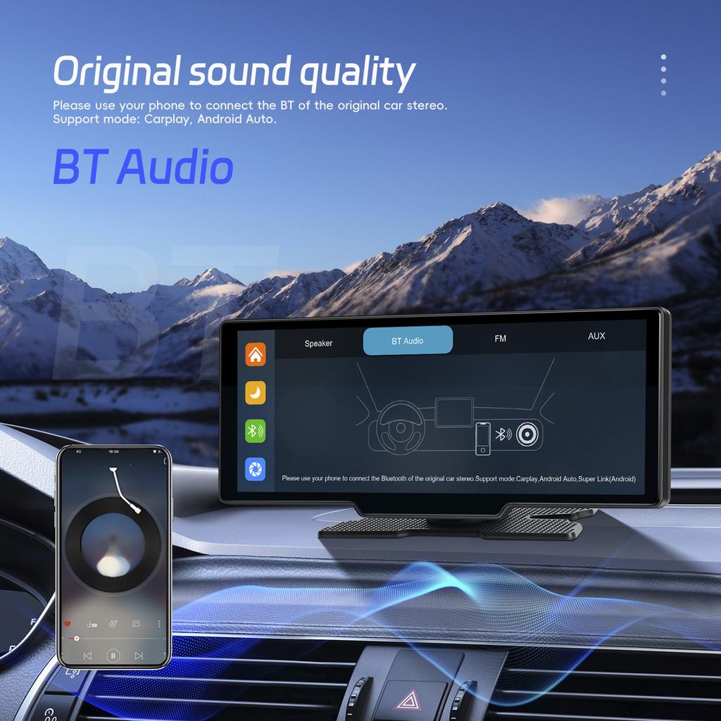 10.26" Portable Bluetooth Car Navigation Carplay Wireless Car Radio AHD Camera