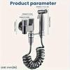 1 Set Wall-Mounted Handheld Bidet Kit, with Stainless Steel Spray Gun, Telescopic Telephone Tube, and Bracket, for Hygienic Toilet Training