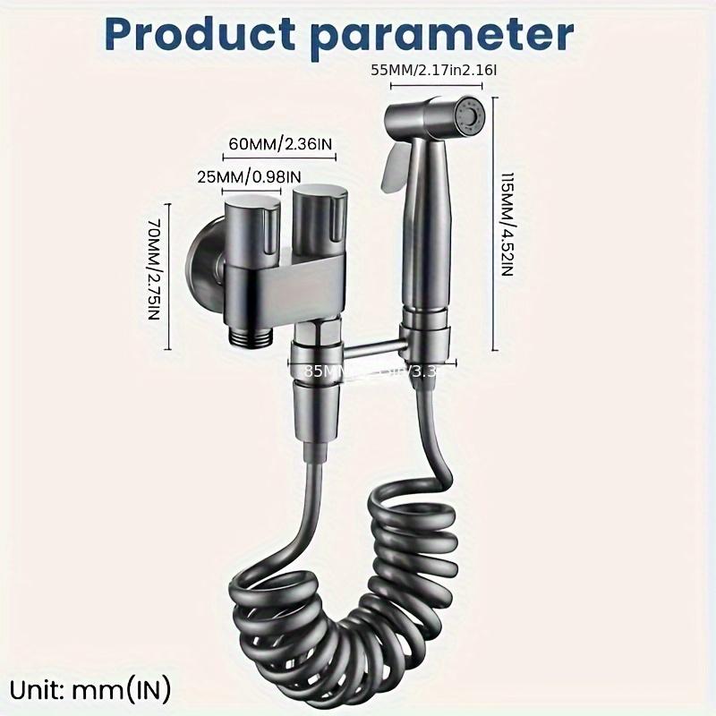 1 Set Wall-Mounted Handheld Bidet Kit, with Stainless Steel Spray Gun, Telescopic Telephone Tube, and Bracket, for Hygienic Toilet Training