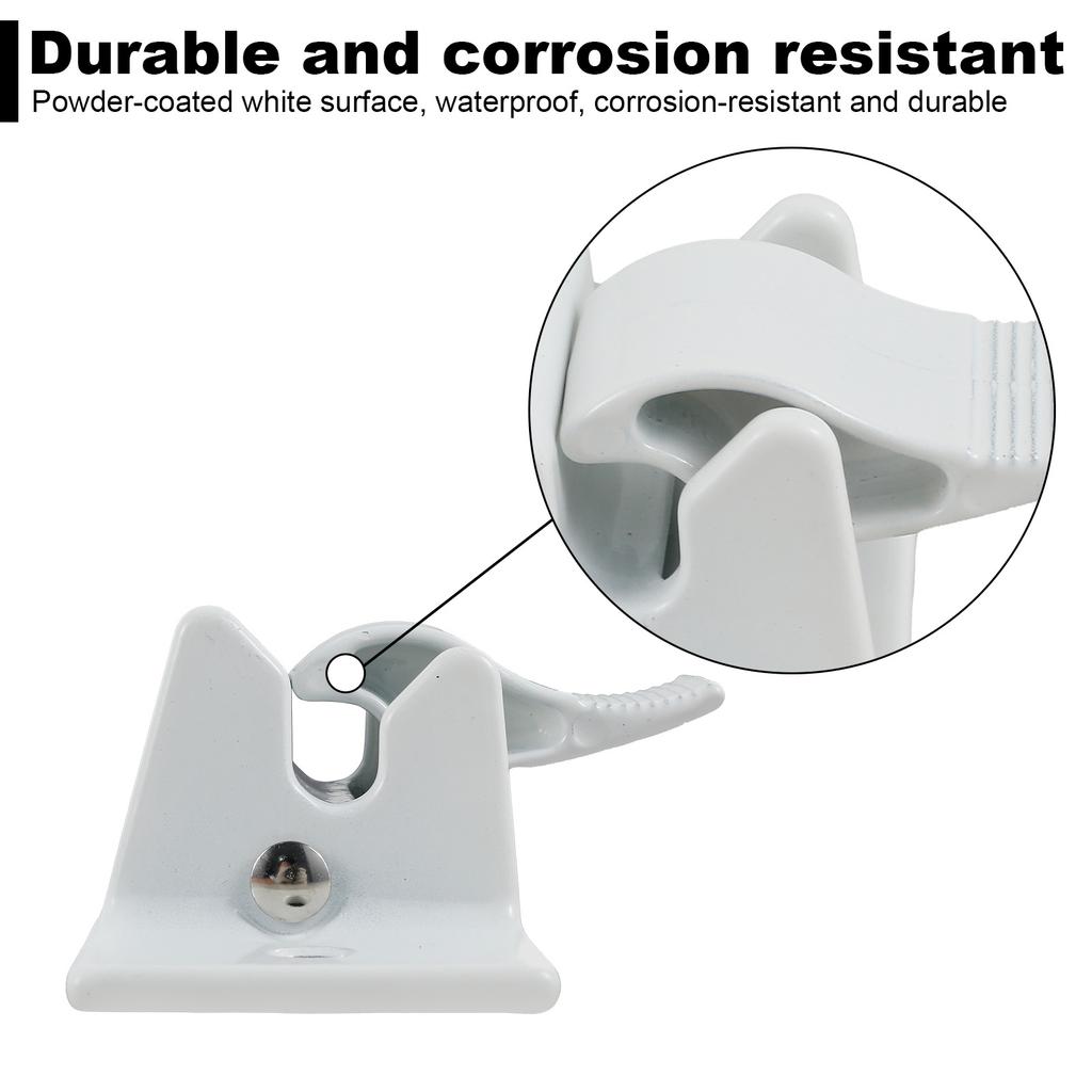 2PCS/Set RV Awning Bottom Mounting Bracket Steel Awning Arm Mounting Bracket Replacement Waterproof White Awning Bottom Mounting