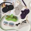 Geantă de ochelari din piele PU pentru exterior, agățată la gât, geantă pentru ochelari de soare, husă pentru ochelari de soare
