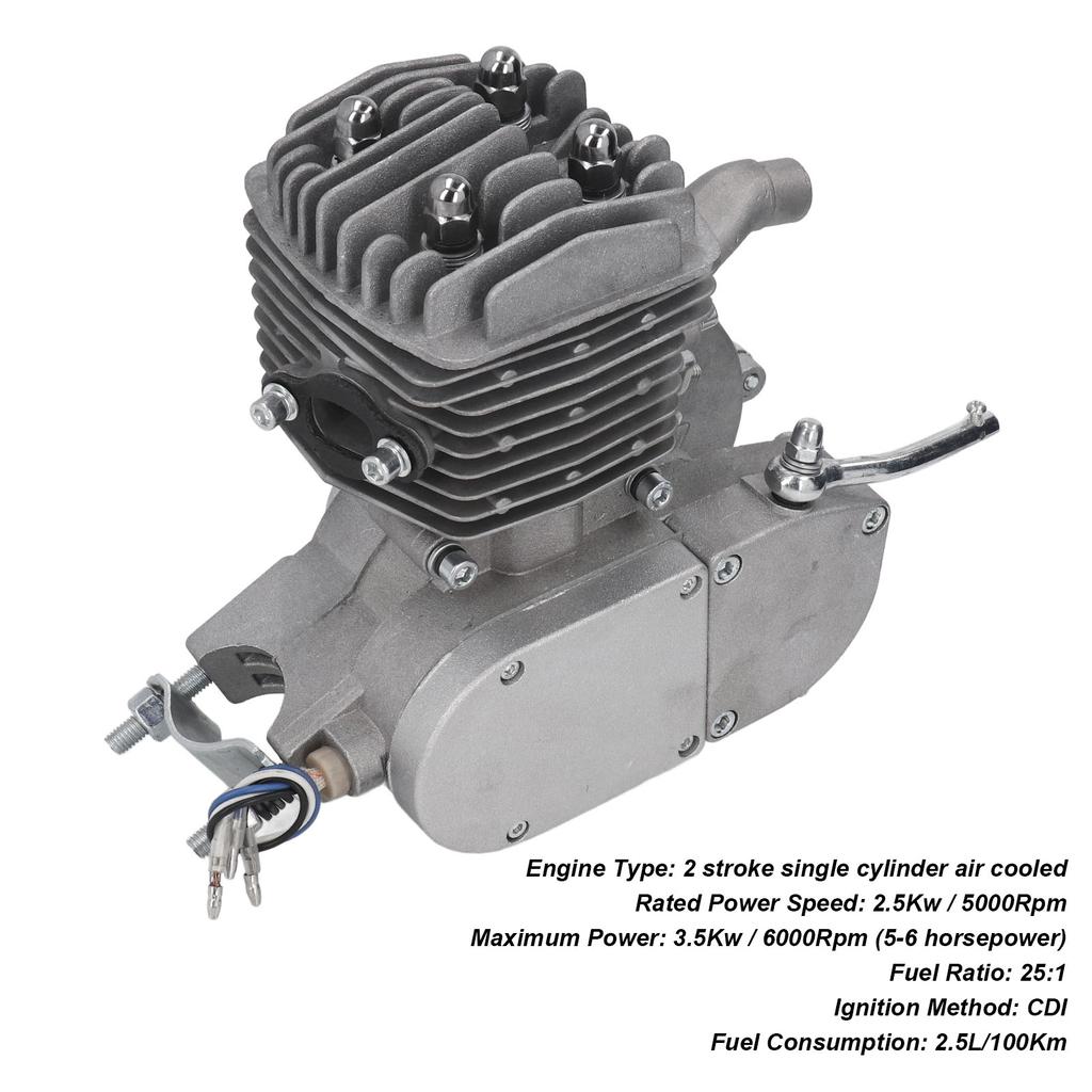 2-Takt-Motor mit 80 CC, motorisierter Fahrradmotor, luftgekühlter Einzylinder-Benzinmotor für den Fahrradumbau