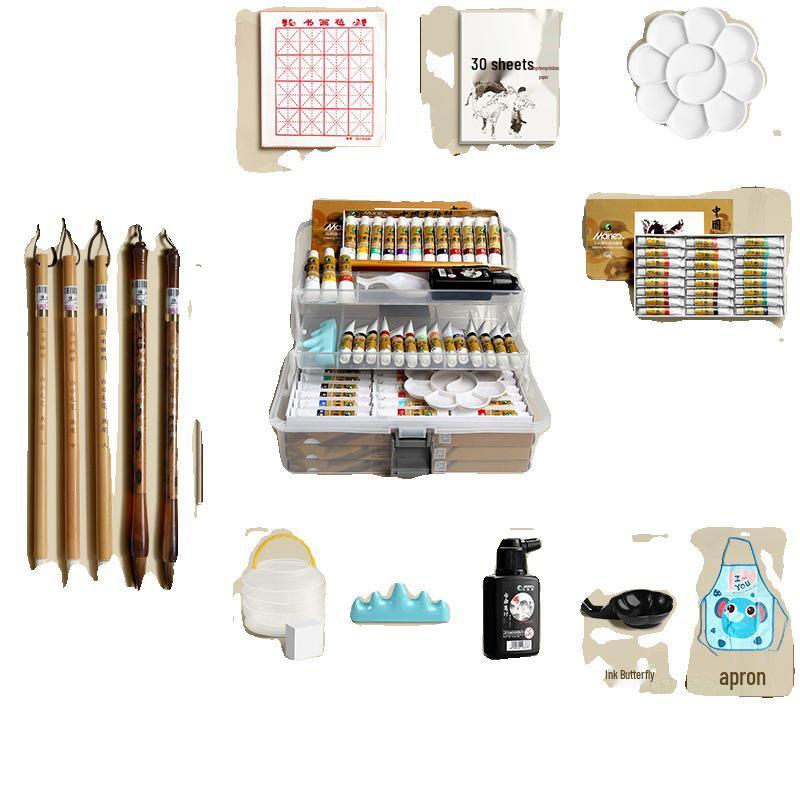 

Набор инструментов для китайской живописи Мари: 12 или 24 цвета пигментов и кисти для тонкой работы Single Box Pigment with Leaf Brush 12 Colors 5ml