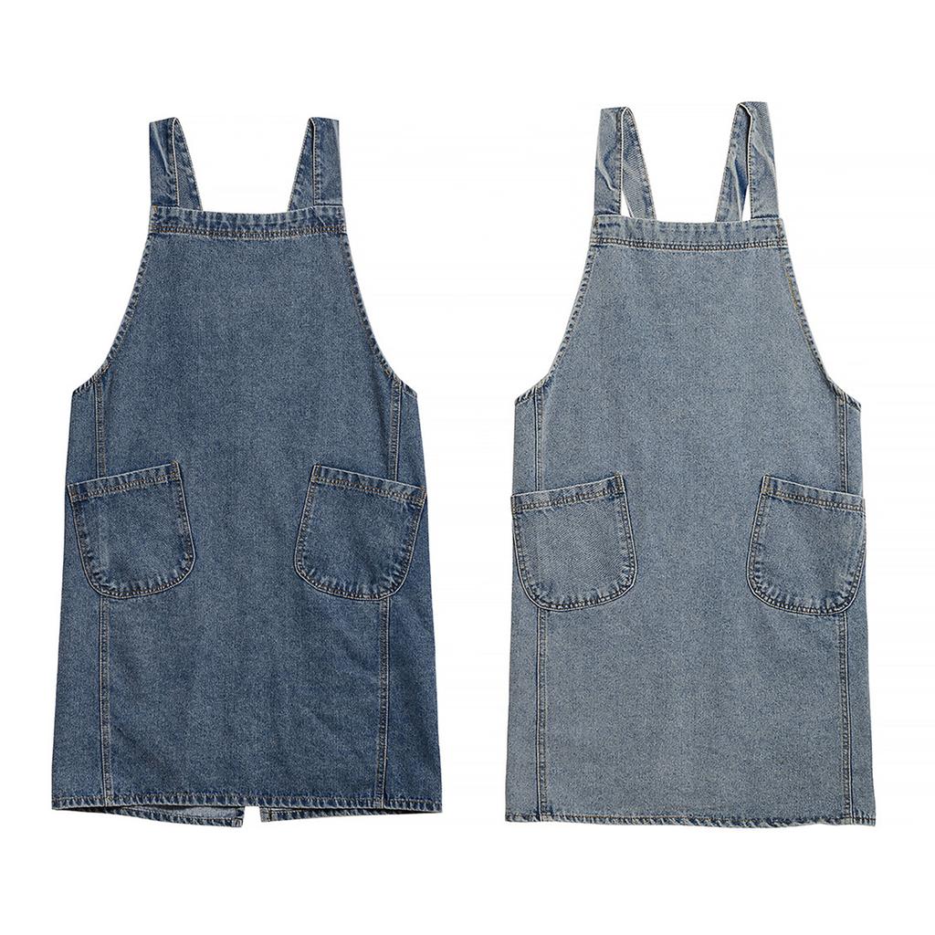 Versatile Denim Apron for Home Chefs Easy Care and Breathable Fabric Cotton Denim Apron for Cooking and Cleaning