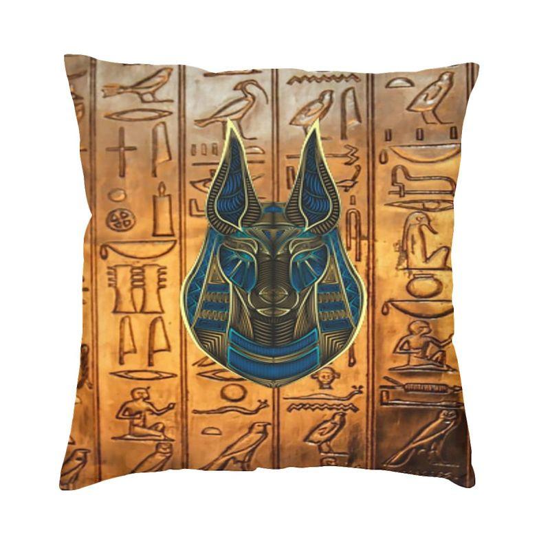 Ancient Egyptian Anubis Cushion Cover Double Side Print Hieroglyphics Throw Pillow Case For Car Cool Pillowcase Home Decorative