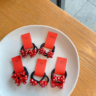 2 PCS Red Bow Elastic Hair Bands for Girls Children's Hair Accessories Baby Headwear Ties