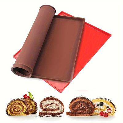 1pc,Swiss Roll Cake Mat 12.2''x10.23'',Non-Stick Silicone Baking Pad,Perfect for Swiss Rolls & Pastries,Essential Kitchen Gadget