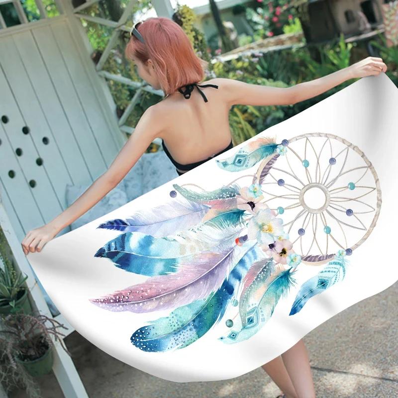 

Ethnic Dreamcatcher Beach Towel Blanket,Sauna,Spa,Surf,Swim,Birthday Gift Microfiber Quick Dry Bath Towel Soft Bikini Cover Up W30*H60(CM)