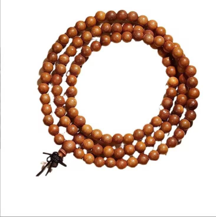 108-Bead Natural Peach Wood Bracelet: Unisex Buddhist Prayer Mala, Wenwan Multi-Turn Jewelry Gift
