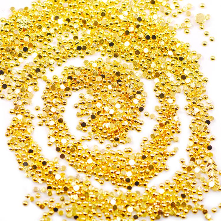 Hisenlee 1.5MM Gold Silver Half Round Flatback Metal Loose Rhinestones 10000Pcs/Bag Made Alloy Garment Decoration