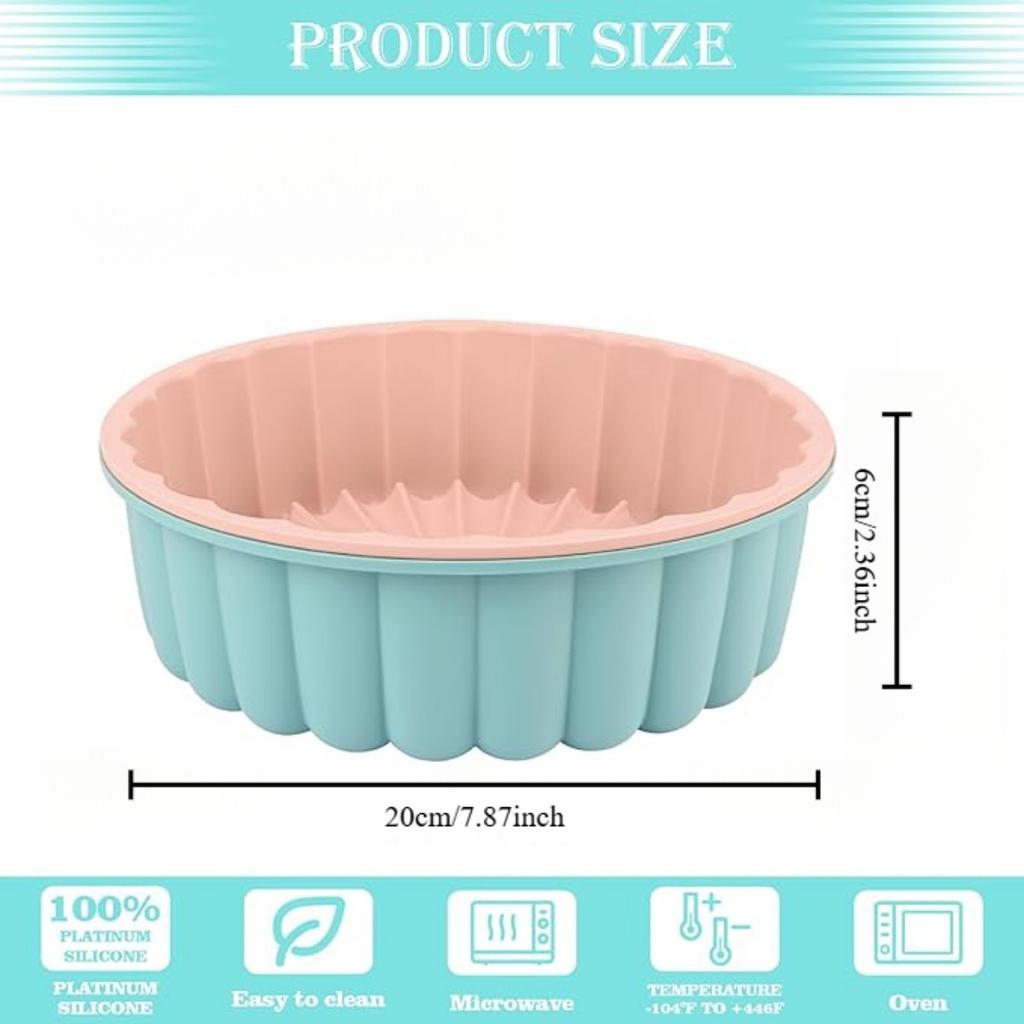 Silikon Charlotte Kuchenform, 8 Zoll Runde Kuchenform, Antihaft-Kuchenformen für Käsekuchen, Schokoladenkuchen, Regenbogenkuchen, Erdbeerkuchen