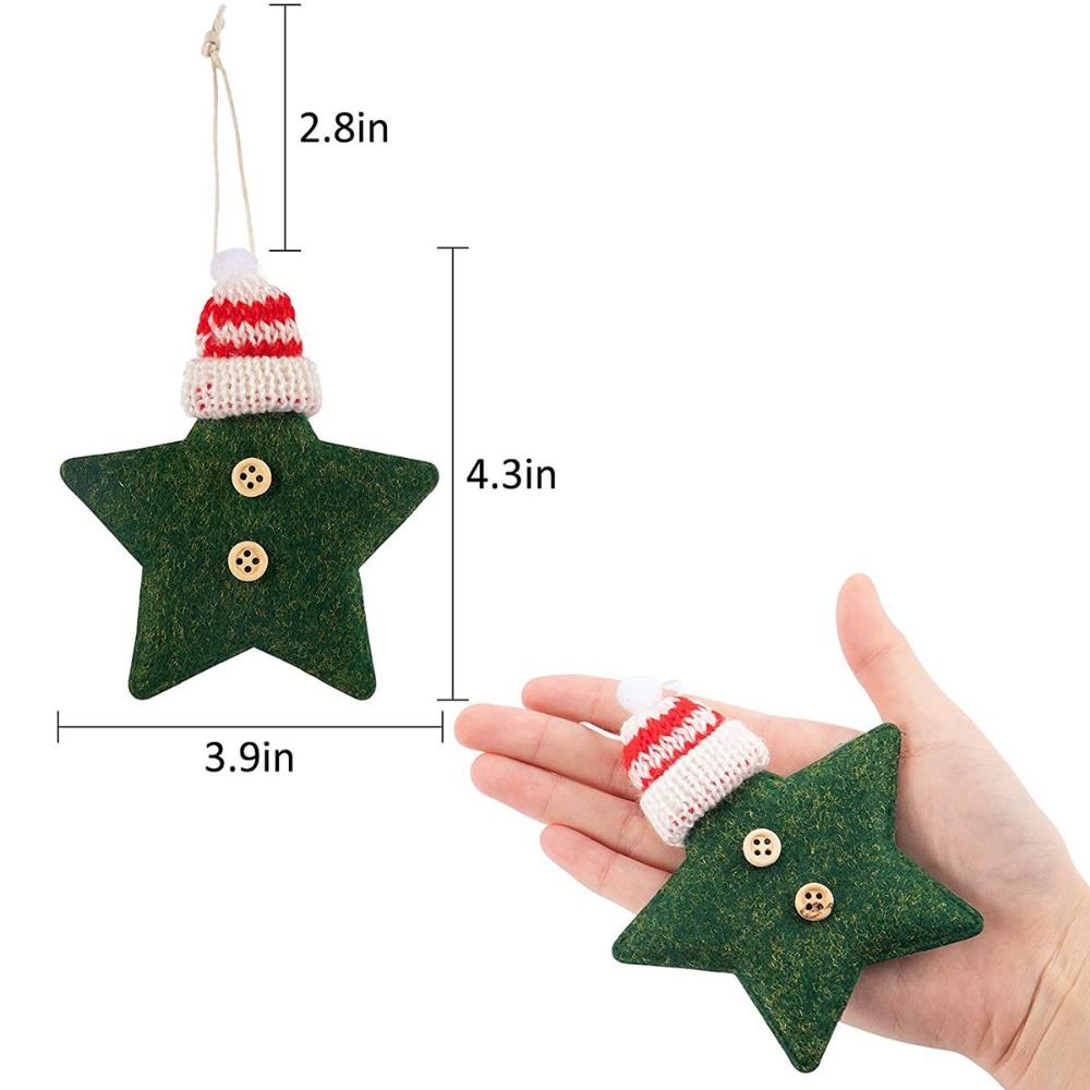 Handmade Crafts Knitted Hat Wool Felt Christmas Tree Decoration Hanging Pendant Ornaments Stars