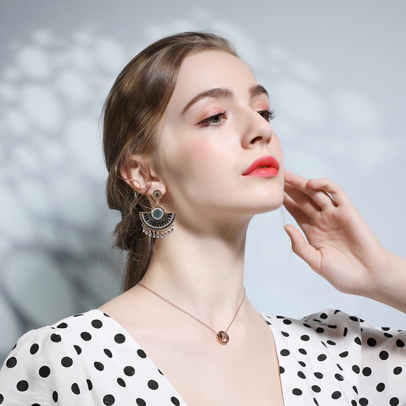 Bohemian Fan-Shaped Tassel Earrings - European & American Ethnic Style for Women