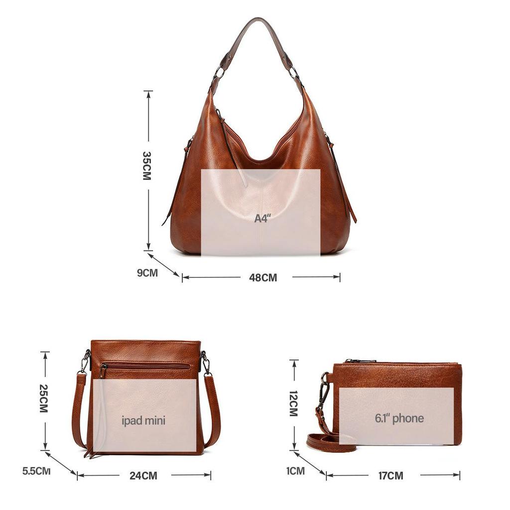 Large Crossbody Bags Ladies Shoulder Handbags Purse and Wallet Set for Women Totes Hobo Purses Three-piece Set