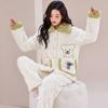 Winter Long Sleeve Thick Warm Flannel Pajama Sets for Women Coral Velvet Cardigan Sleepwear Suit Pyjamas Homewear Luxury Clothes